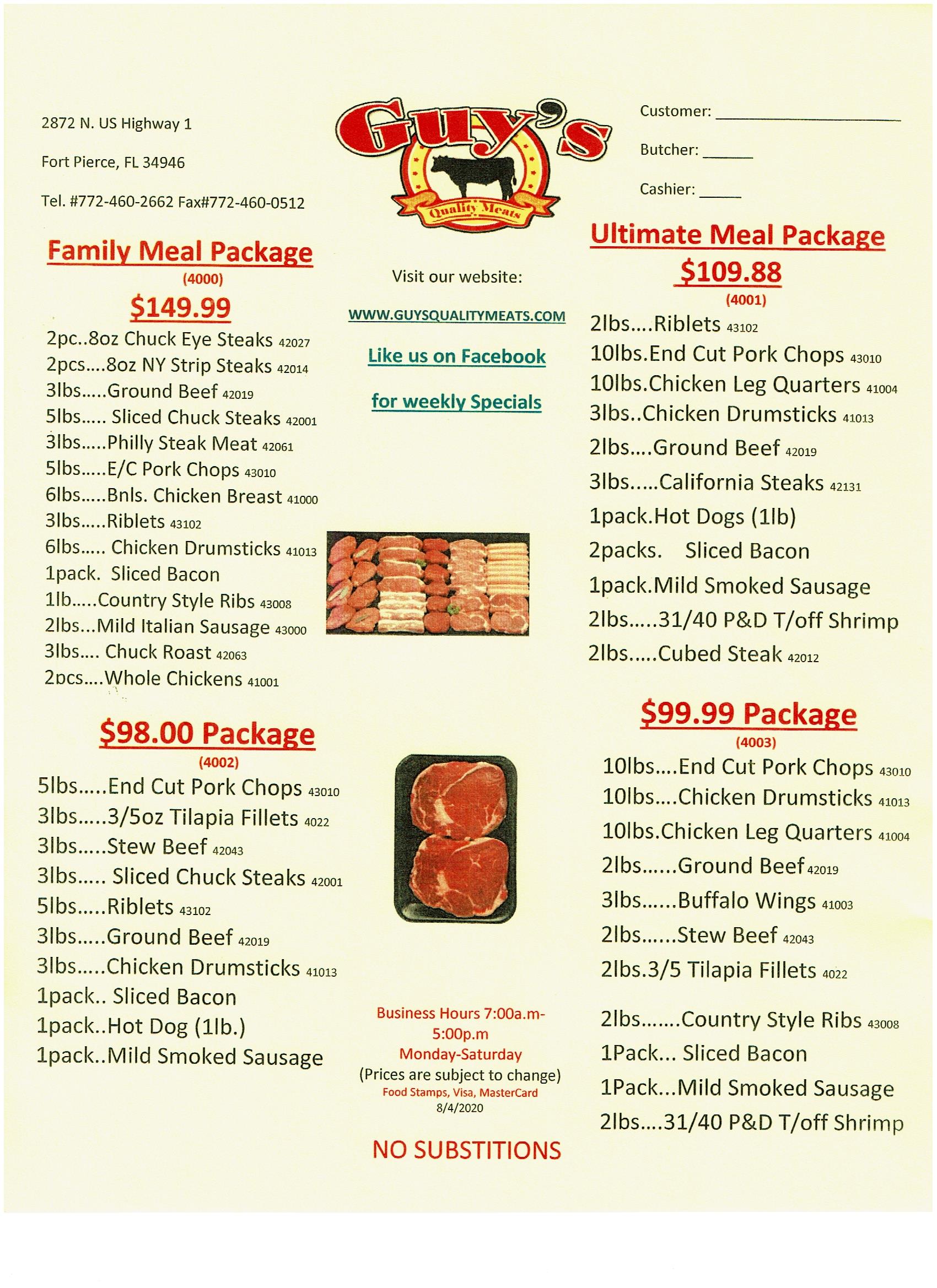 Guy's Quality Meats » Specials & Package Deals